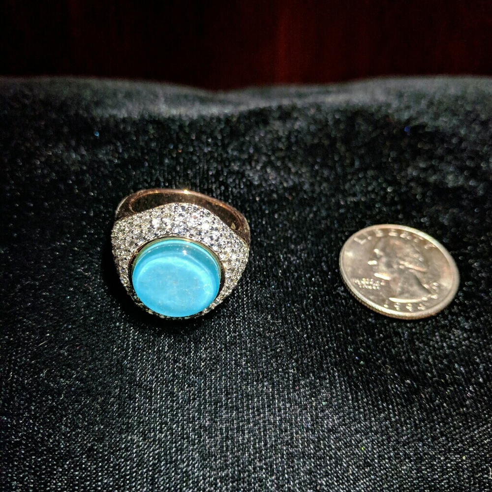 Bronzo Italia Turquoise & White Topaz Ring